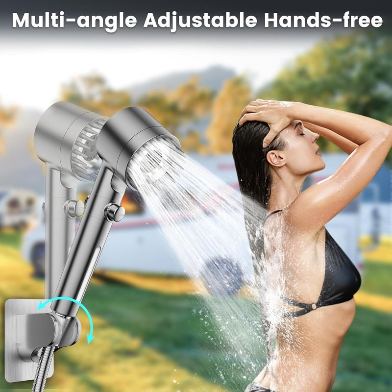 PWERAN RV Shower Head Filtered Shower Head with Hose 3 Setting High Pressure Showerhead with On Off Switch for Travel Trailer - Image 5